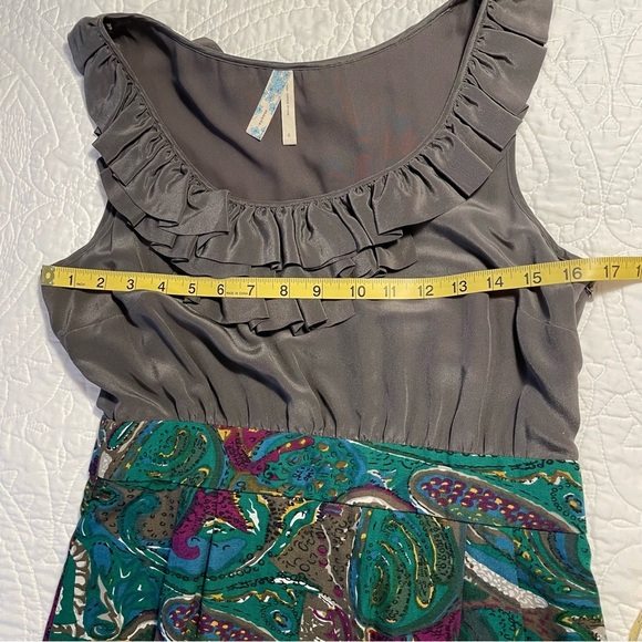 MAEVE by Anthropologie Multicolor Seaside Fields Silk Dress Size 6 - Picture 9 of 12